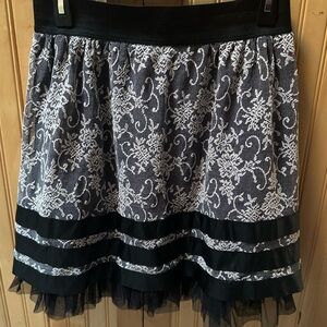 Joe B by Joe Benbasset Black & Lacey Skirt w/Velvet Stripes and Black Shimmery